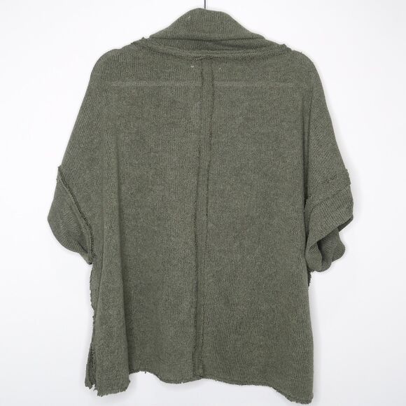 Kye Mi Womens Cowl Neck Sweater Size Medium Green Cropped Grunge - Picture 2 of 9